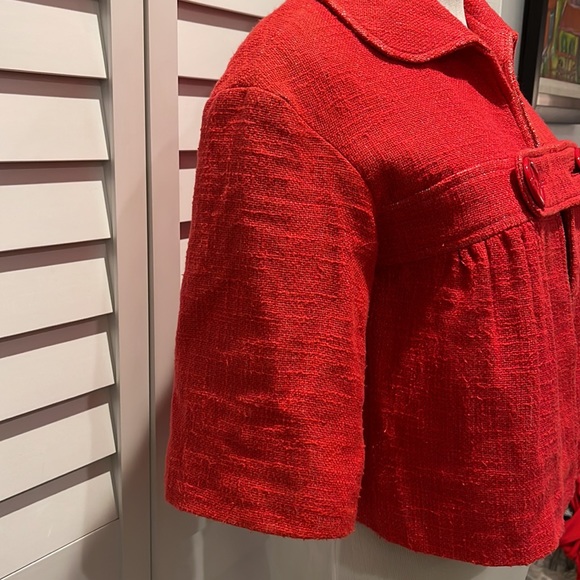 Tibi woman Red Crop Jacket, 3/4 Sleeves in good condition - Picture 3 of 8